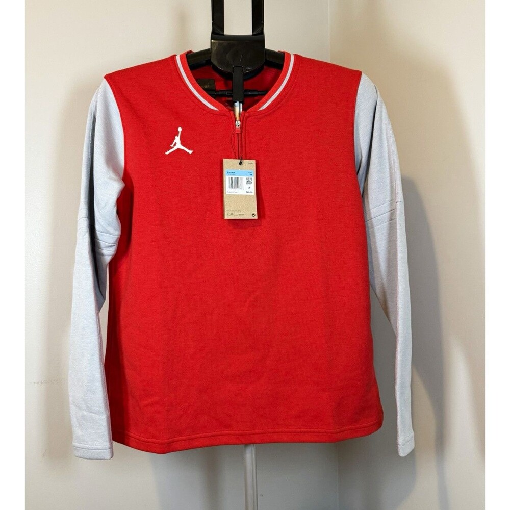 Jordan Dri-FIT Women's M Red/Gray 1/4 Zip Mock Neck Long Sleeve Pullover